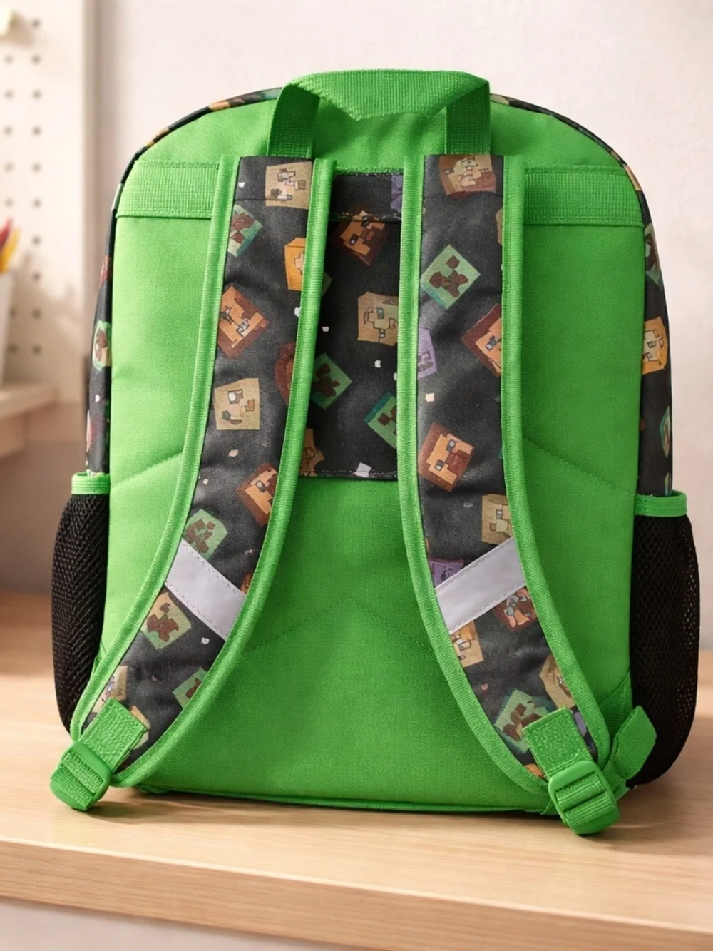 Minecraft Creeper Green Black Backpack Lunch Bag Set Kids Polyester